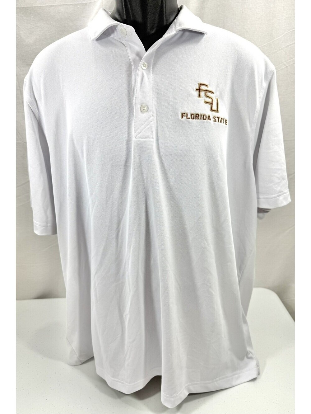 Florida State Seminoles Cutter & Buck Polo Shirt Mens XL White Polyester